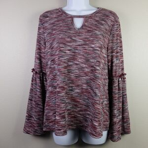 Style & Co Maroon Bell Sleeve Cut Out Top Size Petite Large